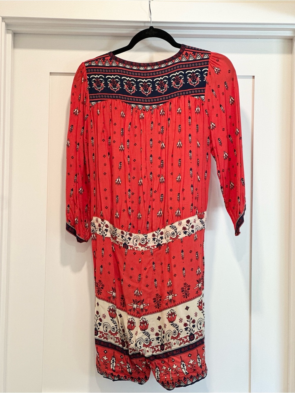 Spell Desert Wander Playsuit in Sunset - Red Printed Boho Short-Sleeve Romper - Picture 4 of 5